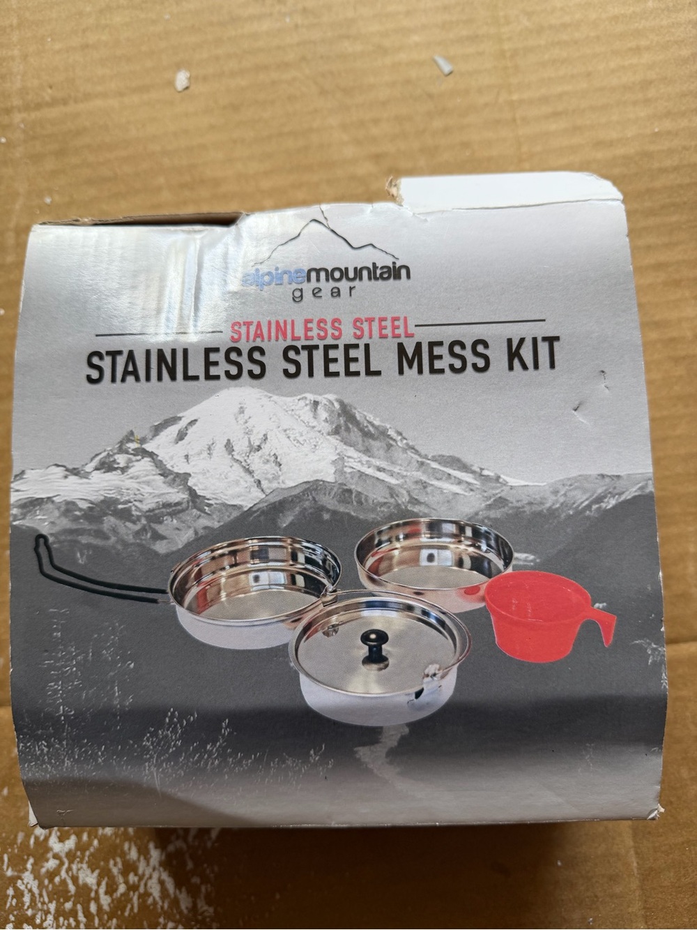 Alpine Stainless Steel Mess Kit with Red Cup